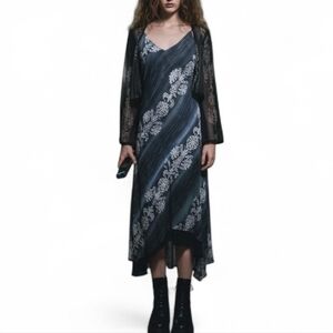 ​🖤 VINTAGE Y2K Whimsigoth Mesh Maxi Dress + Bell Sleeve Shrug Set